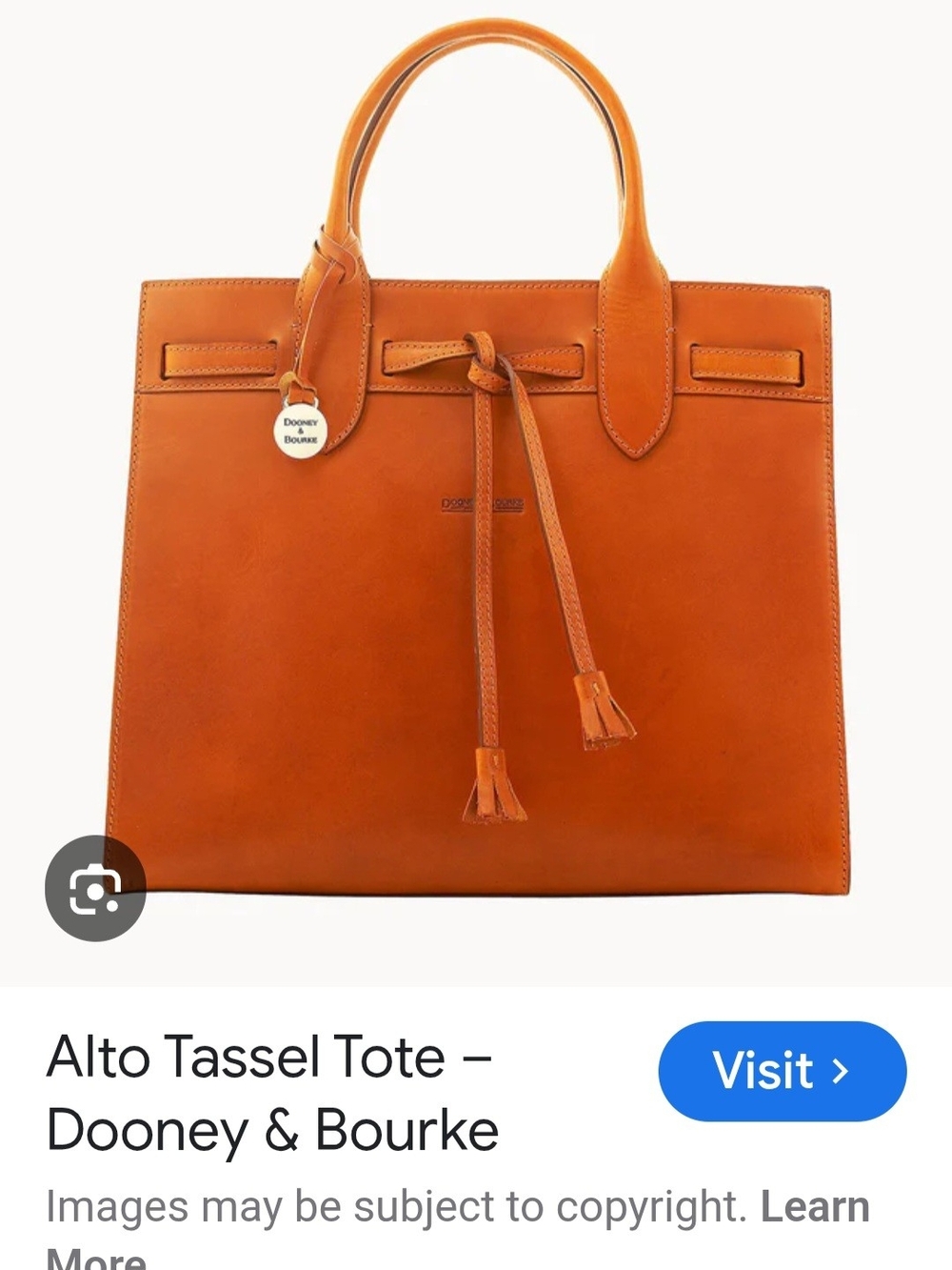 NWOT Dooney & Bourke Alto Tassel Tote - Tobacco Brown - Picture 4 of 16